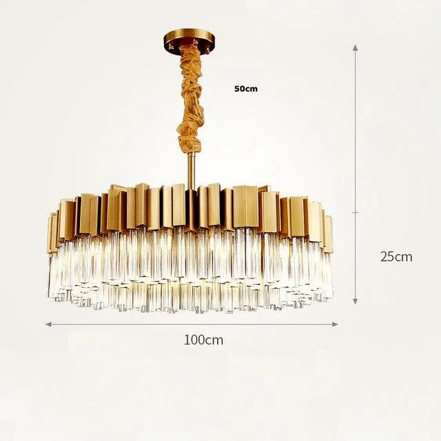 Round Gold and Crystal LED Semi Flush Mount