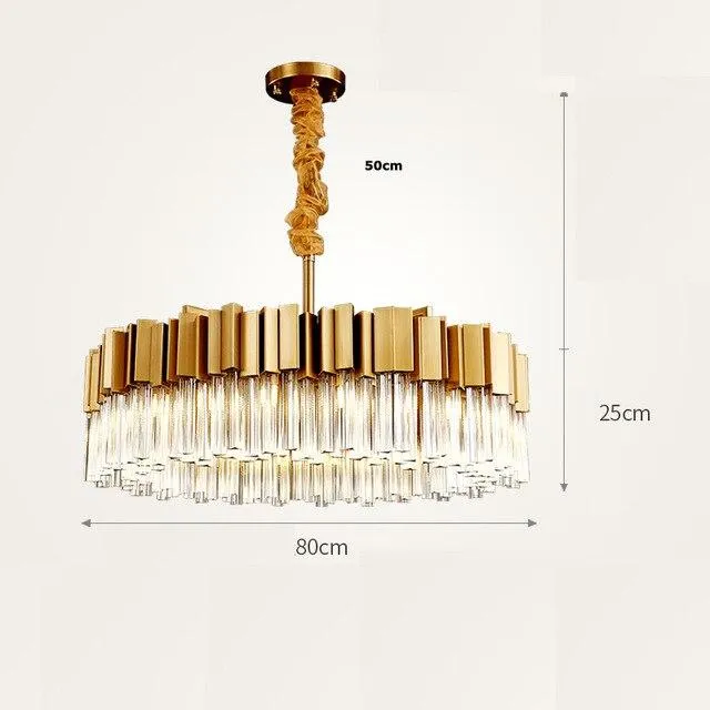 Round Gold and Crystal LED Semi Flush Mount