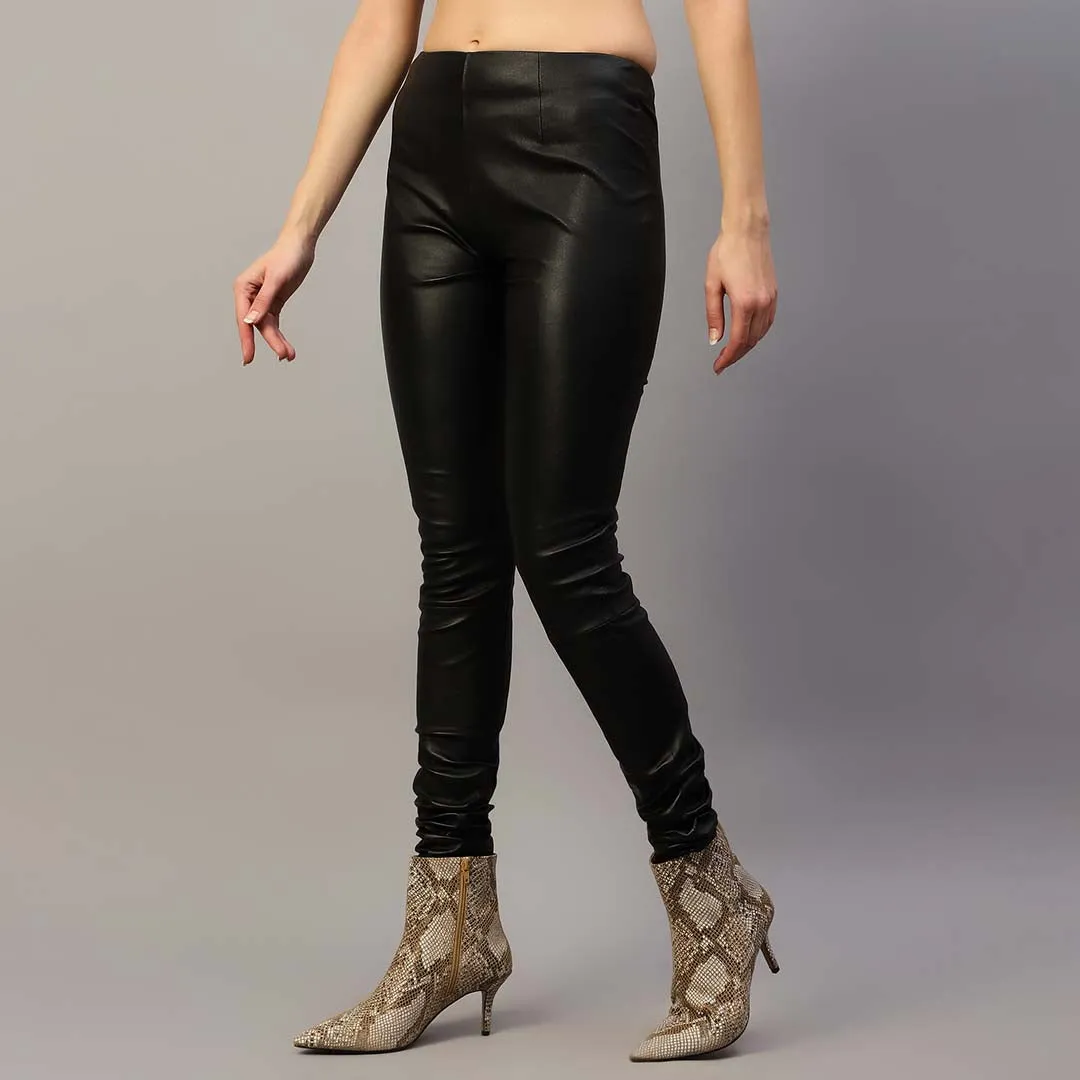 Saint Antea Black Stretch Leather Pants