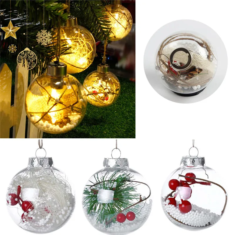 Set of 5 Christmas Hanging Glass Balls Clear Decor for Christmas Tree