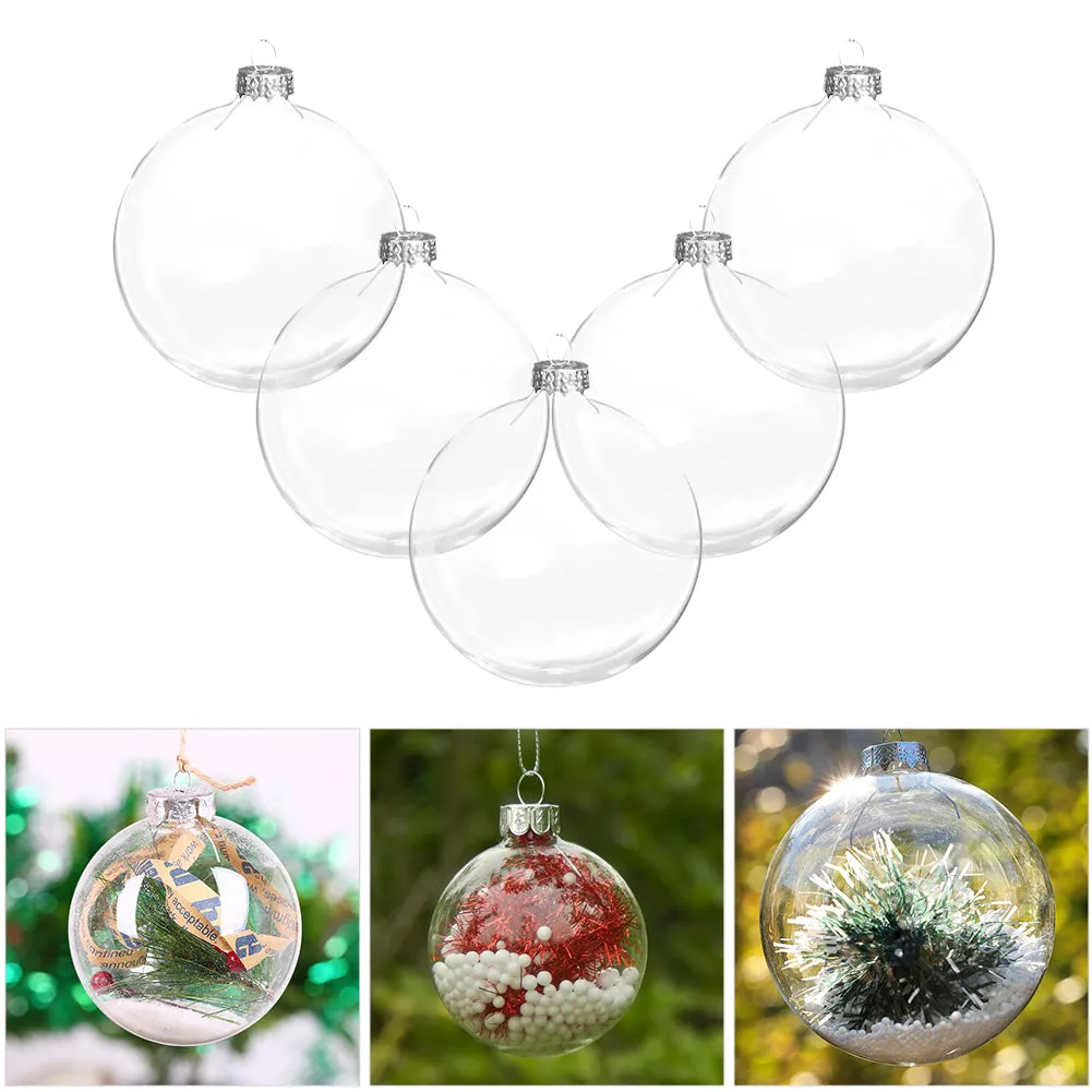 Set of 5 Christmas Hanging Glass Balls Clear Decor for Christmas Tree