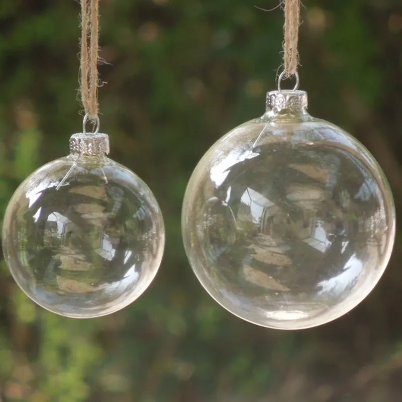 Set of 5 Christmas Hanging Glass Balls Clear Decor for Christmas Tree