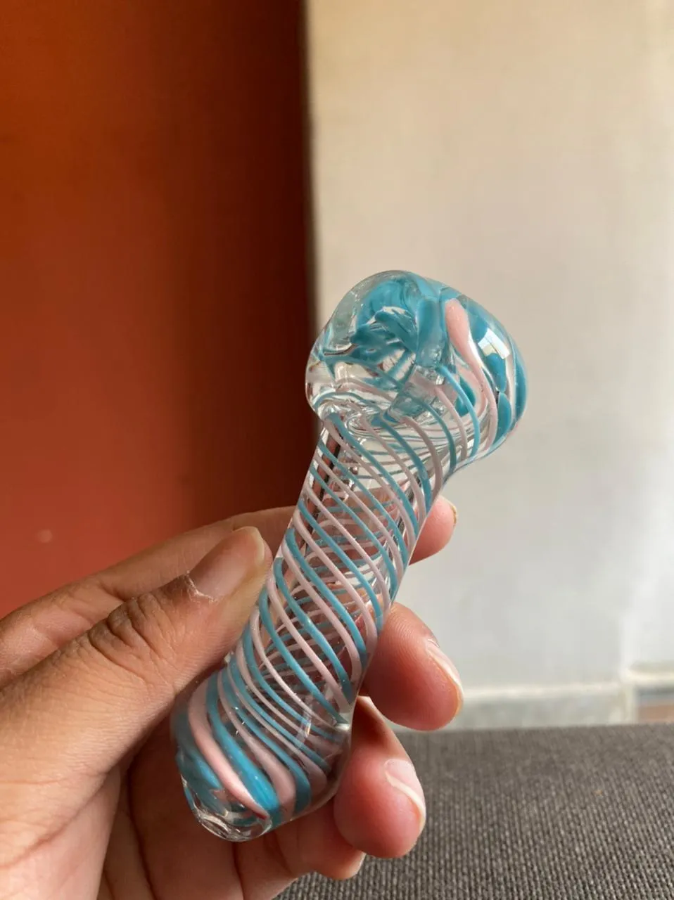 Sky Blue Transparent Glass Smoking Pipe