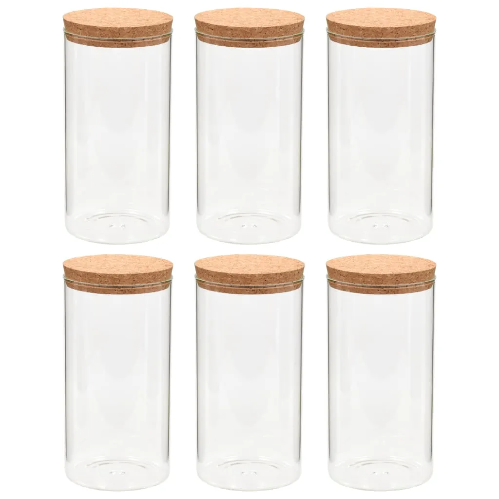 Storage Glass Jars with Cork Lid 6 pcs 1400 ml