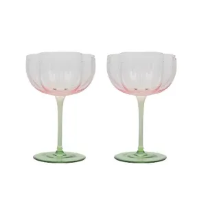 Tulip Wine Glass⎮Pink Green⎮Set of 2