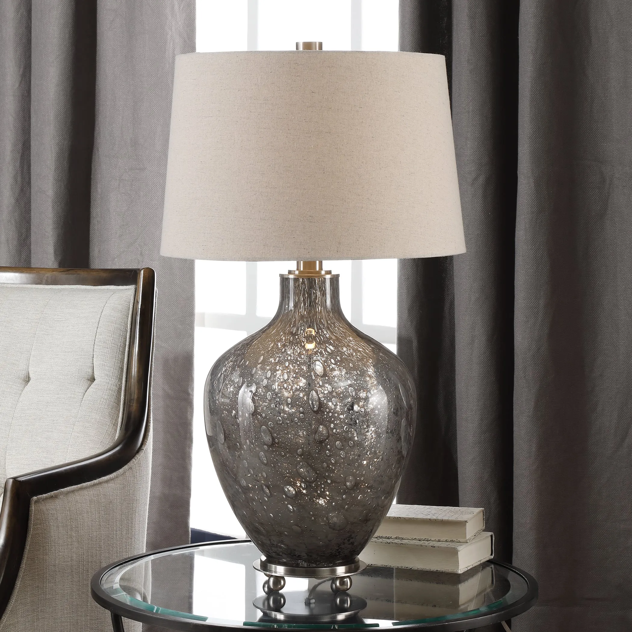 Uttermost Adria Transparent Gray Glass Lamp