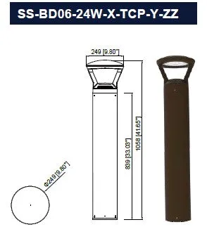 Walkway Bollard Lighting 41" (14w/19W/24W) and (3000K/4000K/5000K) TUNEABLE 0-10V Dimmable