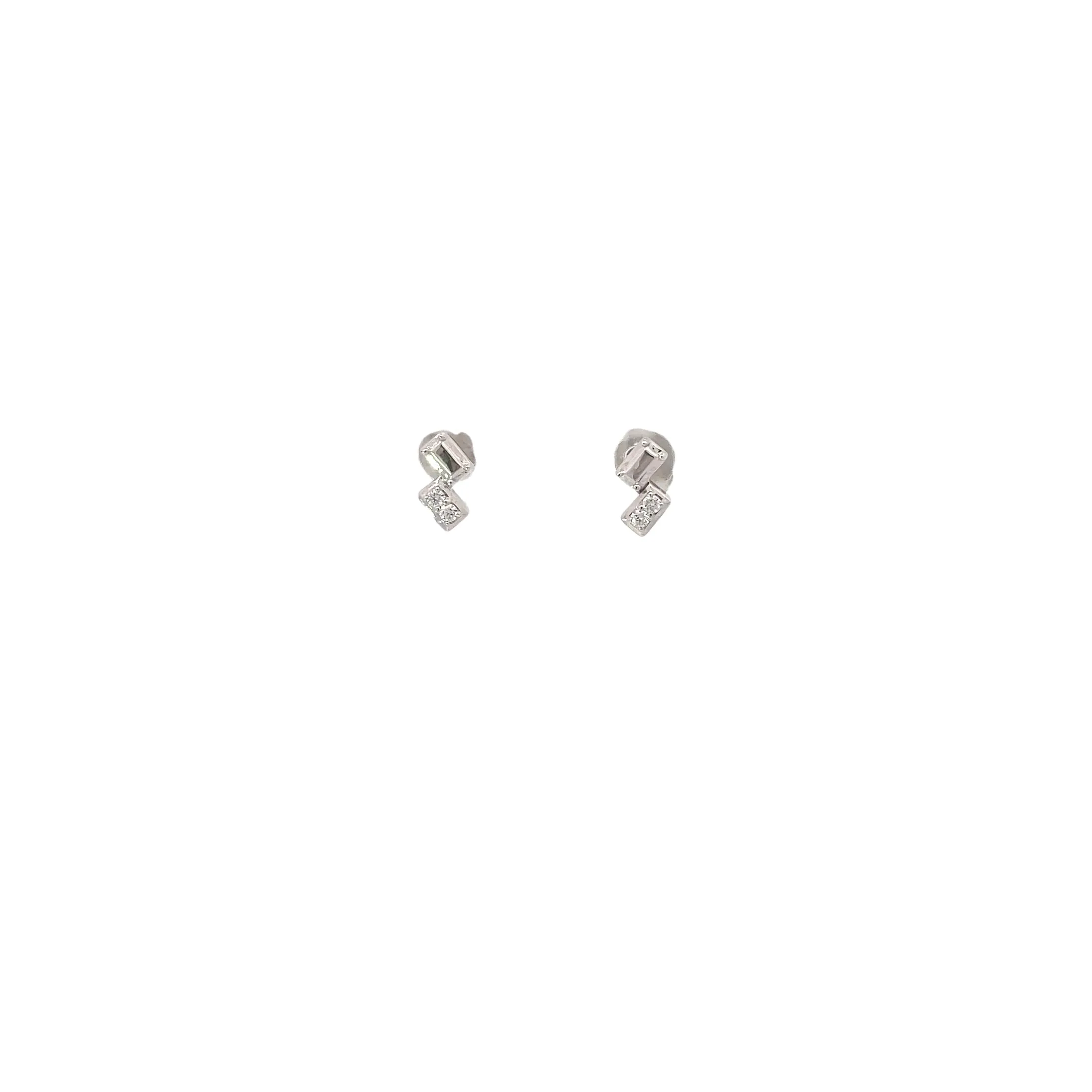 White Modern Electrum Diamond Stud Earrings